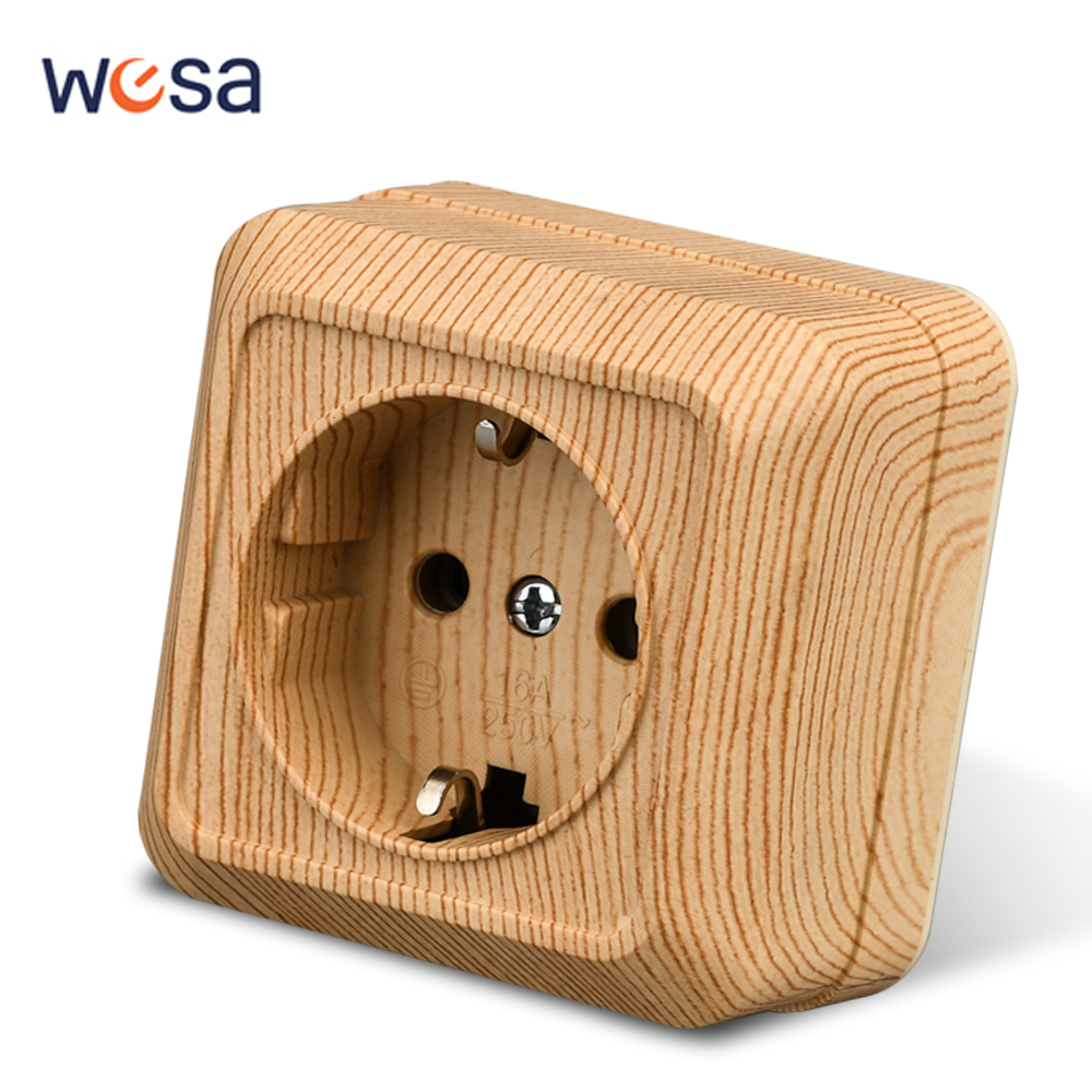 Outdoor Power Usa - WESA Holz Wandoberfläche Steckdose Stecker EU