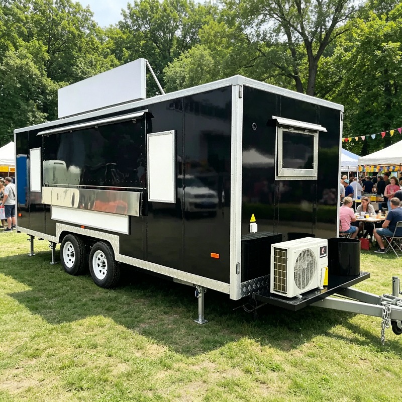 Outdoor Power Bar - Mobiler, quadratischer Catering-Küchenanhänger, mobiler Verkaufsstand mit