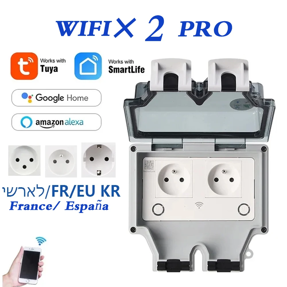 Outdoor Power Outlet With Remote Control - Tuya wasserdichte elektrische steckdose eu fr