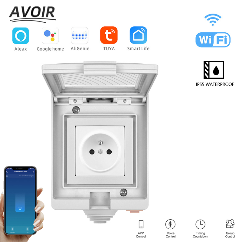 Outdoor Power Outlet With Remote Control - Avoir Tuya Smart Steckdosen FR Standard