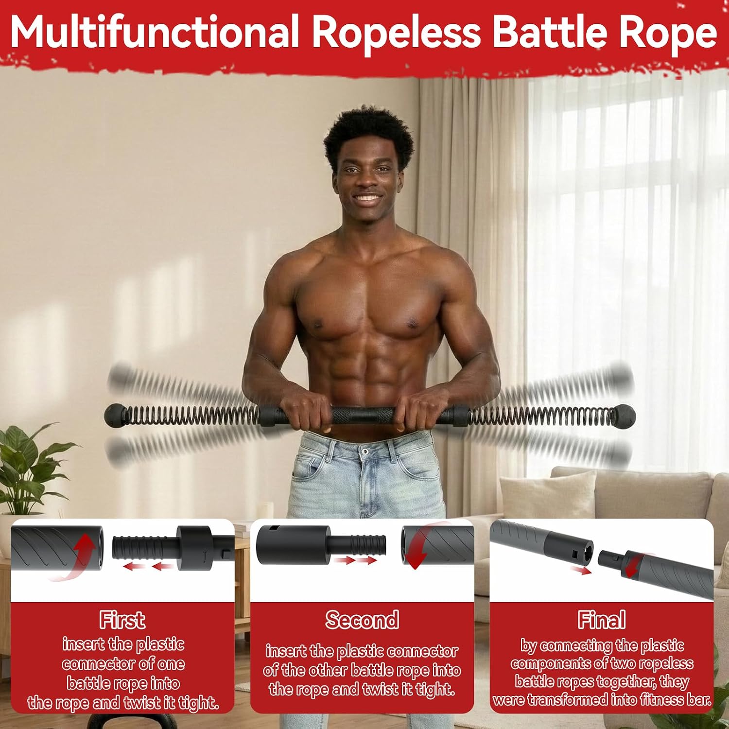 Outdoor Power Bar - 2-in-1 Verbessertes kabelloses Battle Rope Power