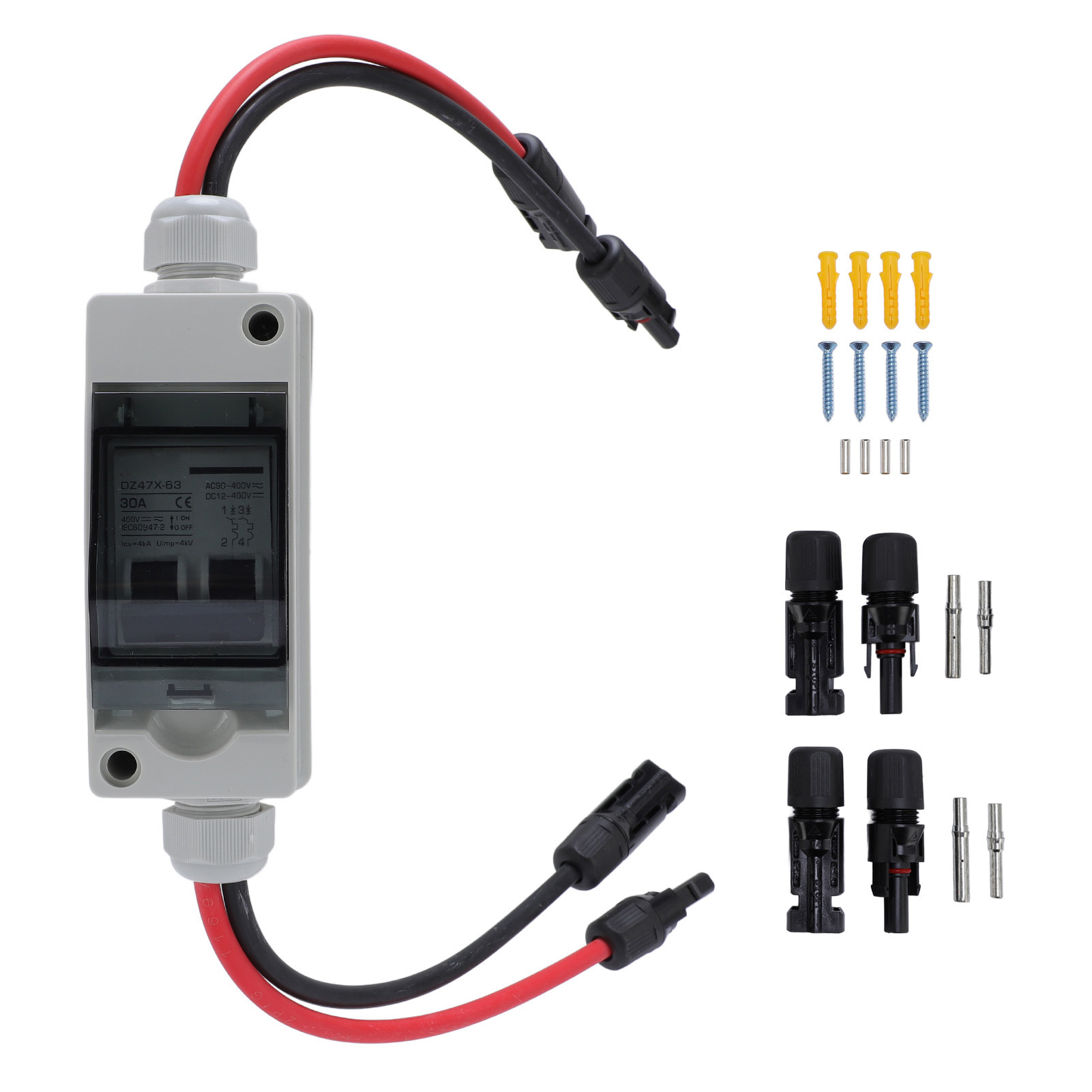 Outdoor Power Disconnect - Solarpanel-Trennschalter 30A DC AC Abschaltvorrichtung 2-polig